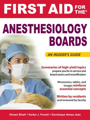 cover image of First Aid for the Anesthesiology Boards